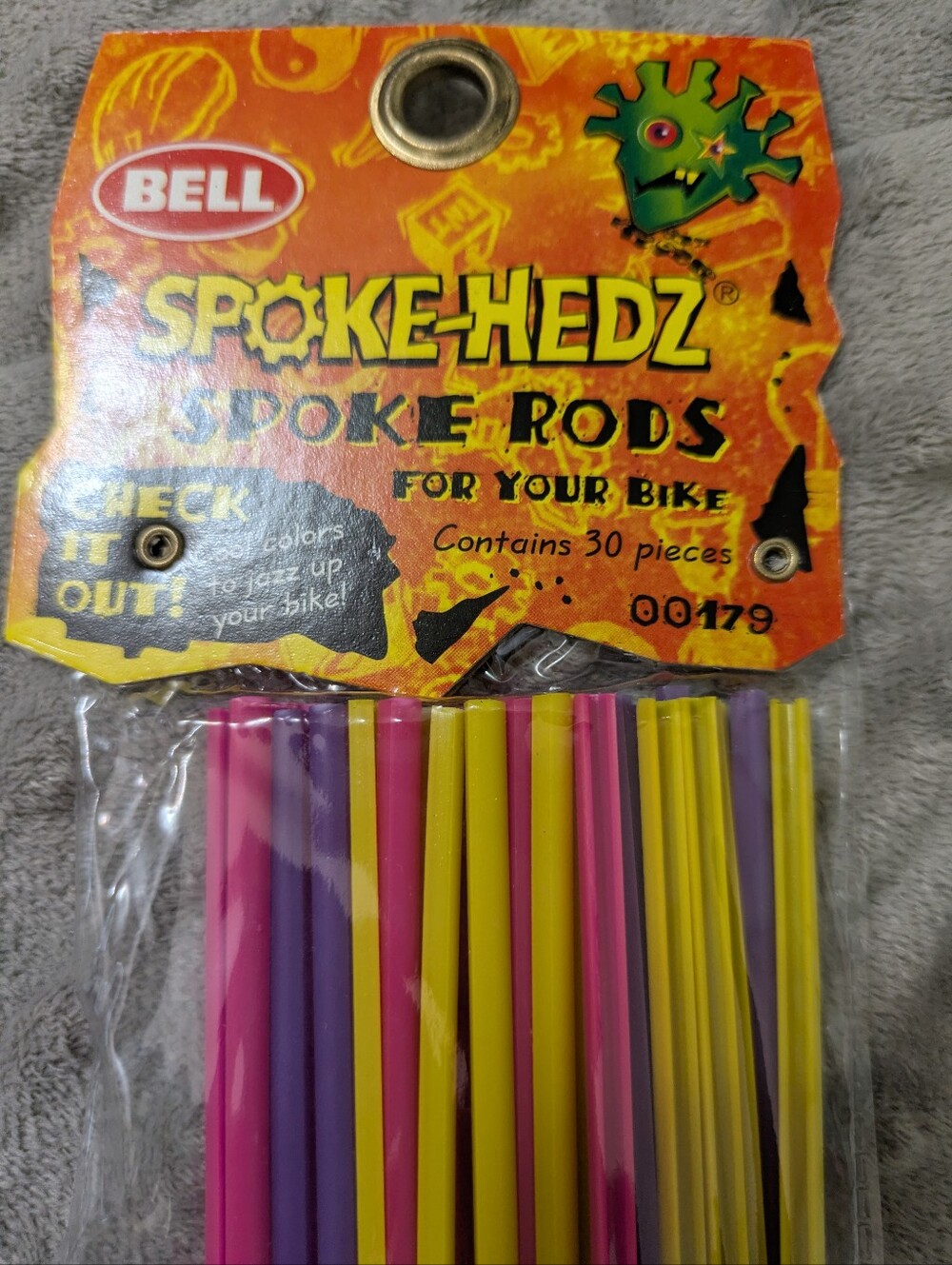 Vintage Spoke-Hedz Bike Spoke Rods - Pink, Yellow, Purple